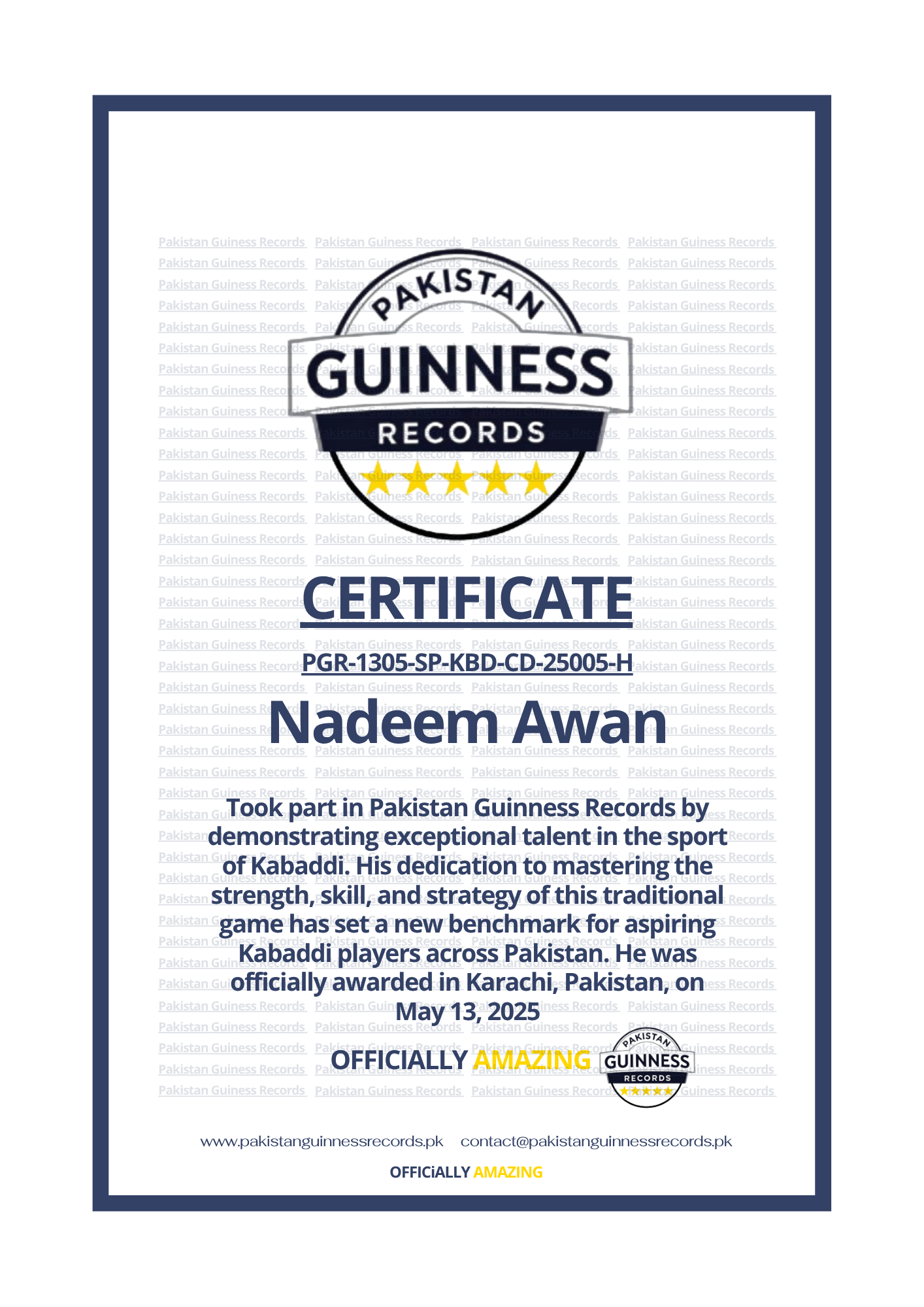 Nadeem Awan certificate