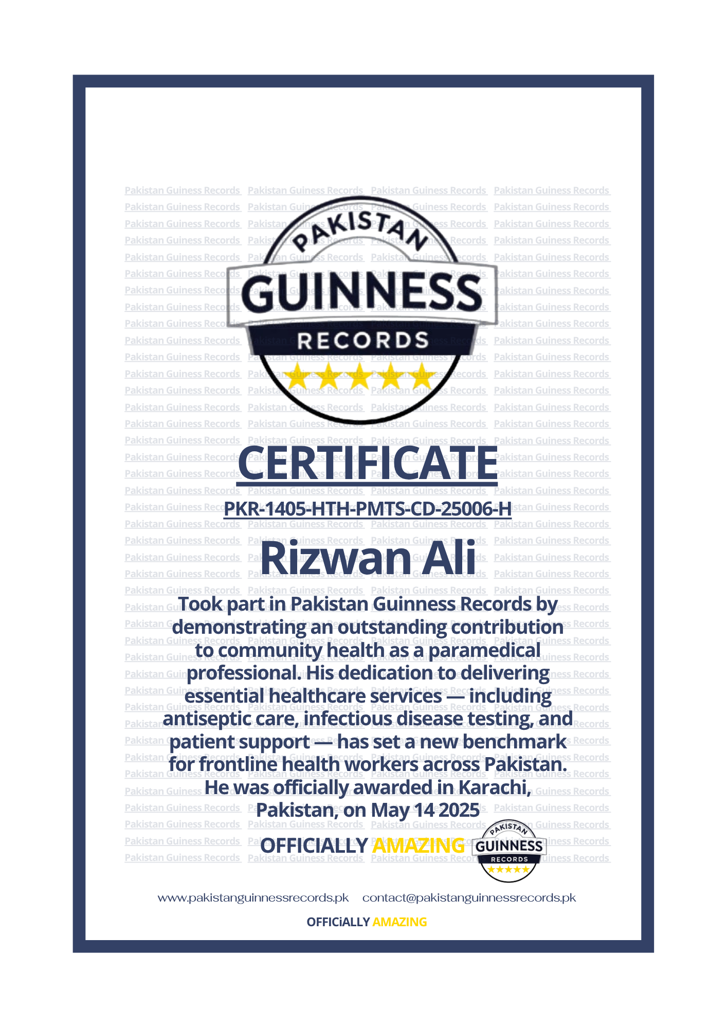 Rizwan Ali certificate