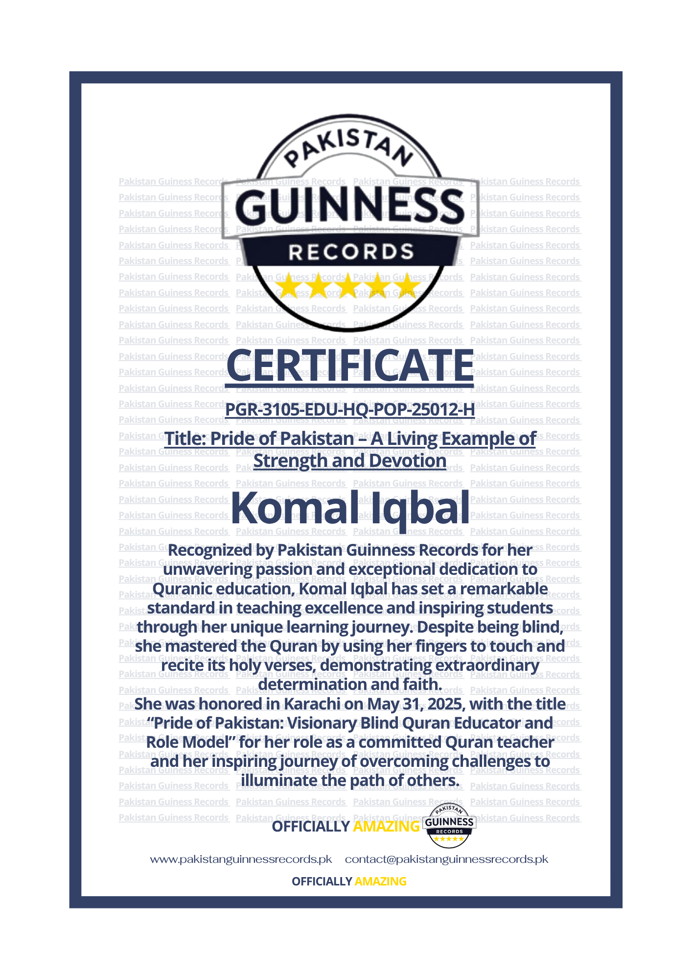 KOMAL Iqbal certificate